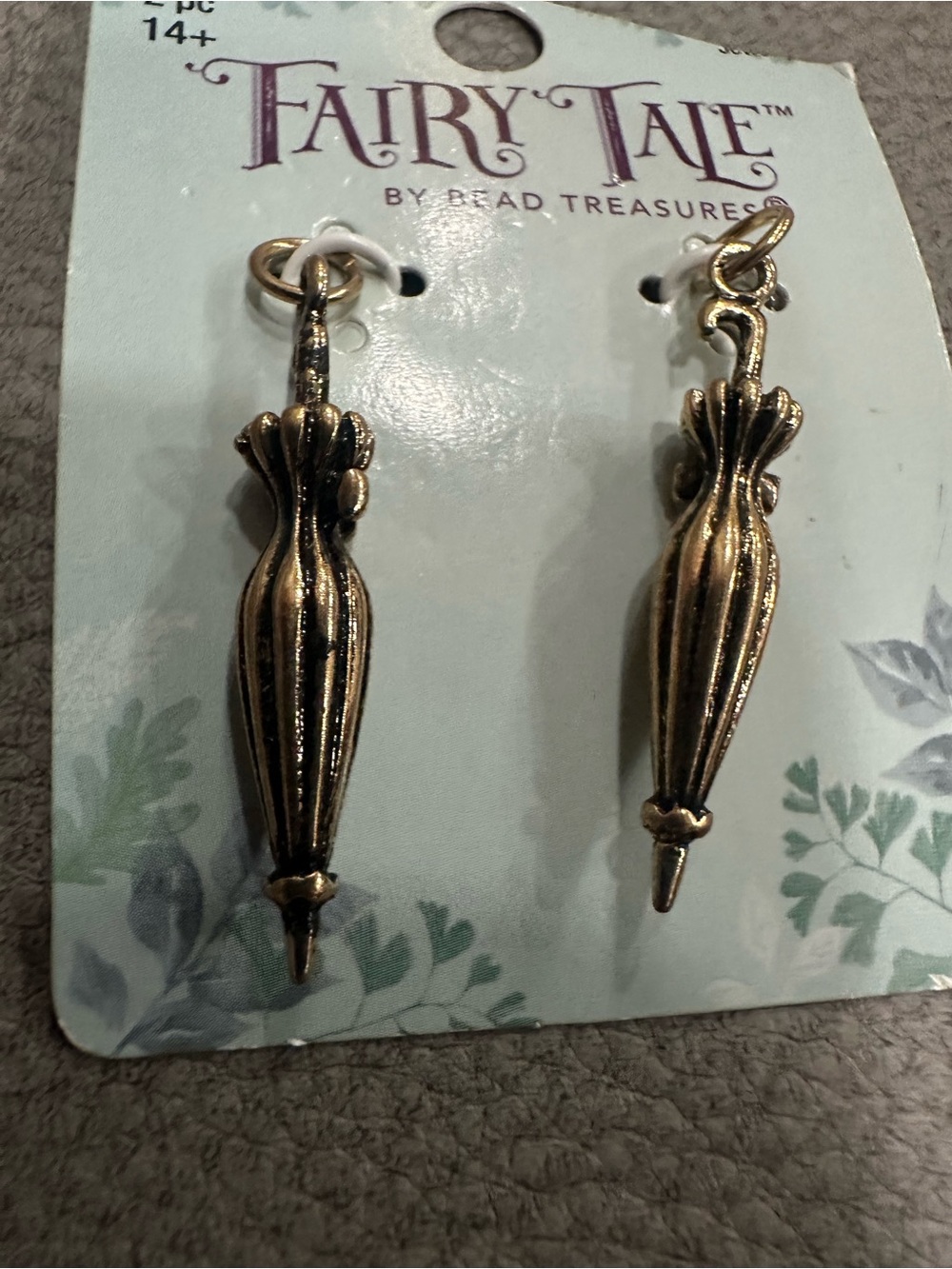 3D brass folded umbrella Bronze Charms